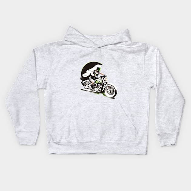 Girl Biker Art Kids Hoodie by masksutopia